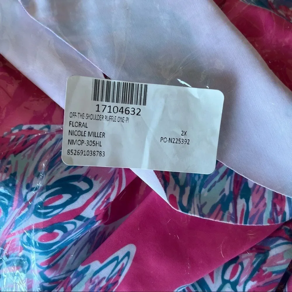 Nicole Miller New York NEW ruffled one-piece swimwear cold shoulder plus size 2X